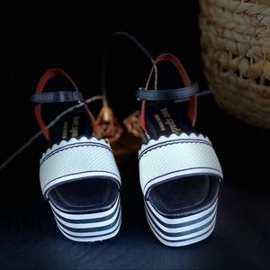 Kate Spade ♠️ Black and White Striped Wedges!